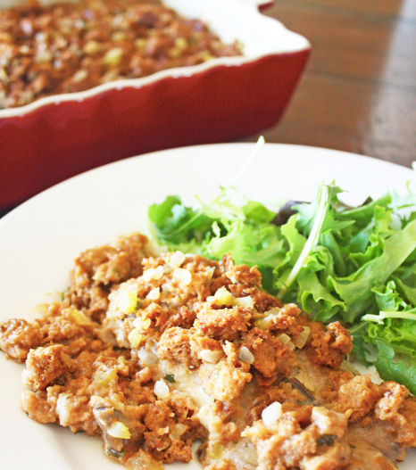 Garlic Gold Chicken and Stuffing Bake