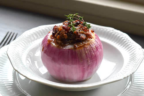 Stuffed Onions with Farro, Pecans and Cranberries