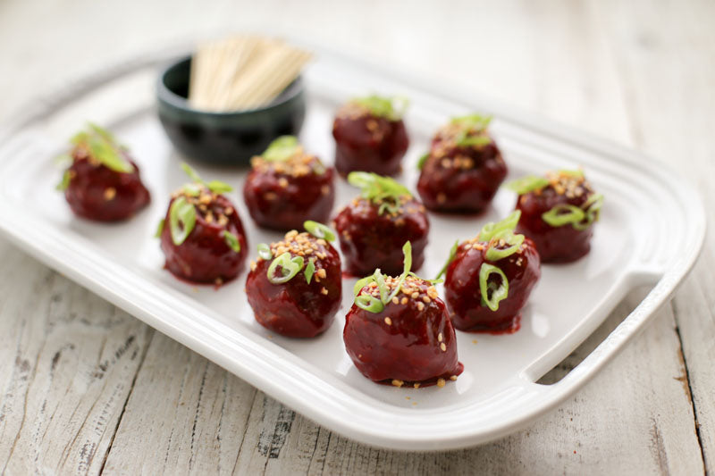 Cocktail Meatballs with Spicy Plum Glaze